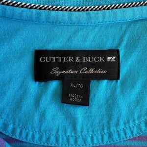 Cutter & Buck Polo Shirt‎ Blue Striped Kapalua Golf Resortwear Preppy XL